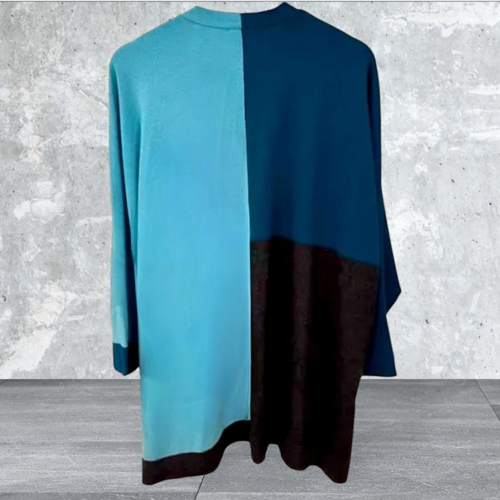 Chico's Woman Cardigan SET. Blue Color Block Women's Sweater Set, NWT, S/M - Picture 3 of 16